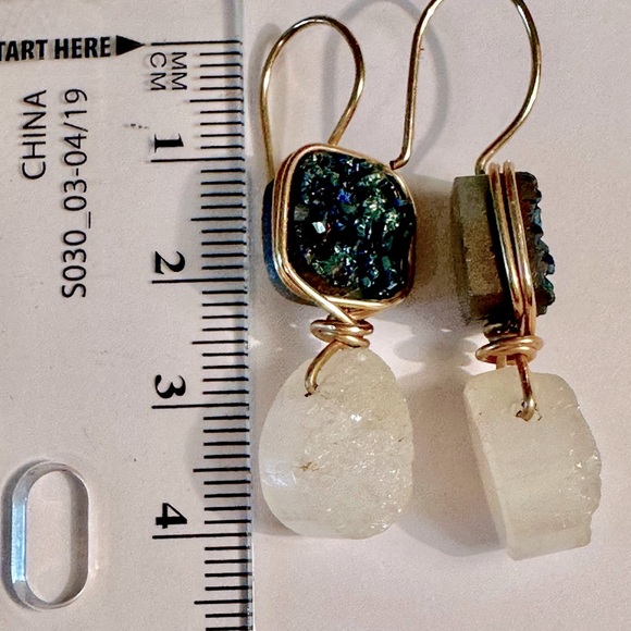 DRUZY Stone & Brass Earrings - Picture 2 of 4